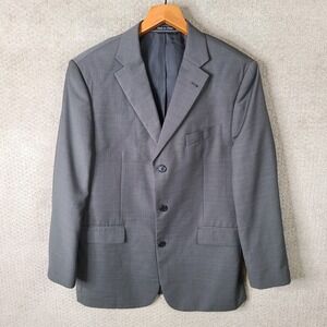 Quattro Jacket Mens 40R Gray Polyester Blazer 3‎ Button Suit Coat Career Office